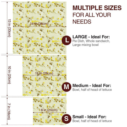 Eco Friendly Beeswax Food Wraps (3 Pack)