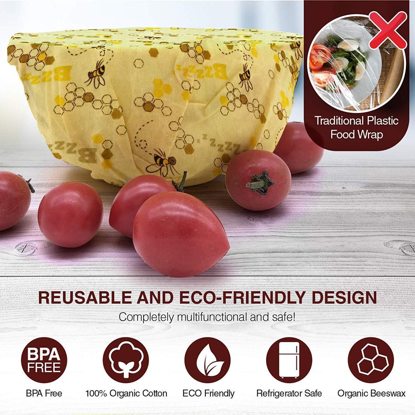 Eco Friendly Beeswax Food Wraps (3 Pack)