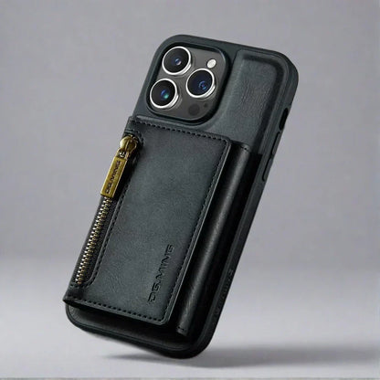 Slim Leather iPhone Wallet Case with Magnetic Car Mount