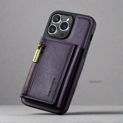 Slim Leather iPhone Wallet Case with Magnetic Car Mount