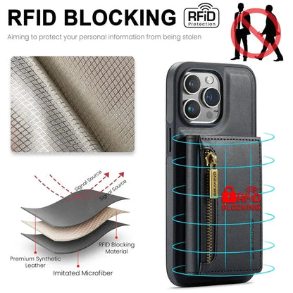 Slim Leather iPhone Wallet Case with Magnetic Car Mount