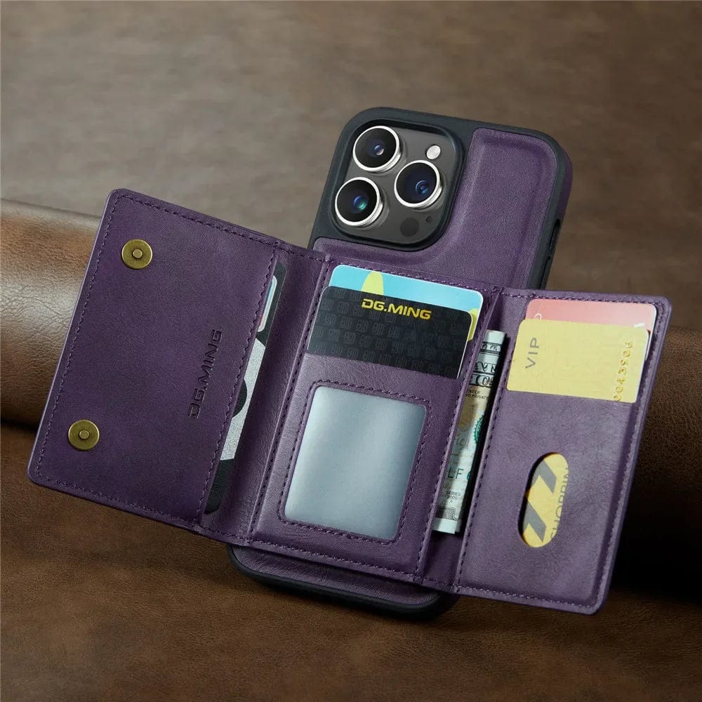 Slim Leather iPhone Wallet Case with Magnetic Car Mount - Fesara