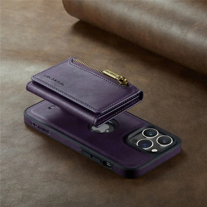Slim Leather iPhone Wallet Case with Magnetic Car Mount