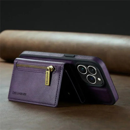 Slim Leather iPhone Wallet Case with Magnetic Car Mount