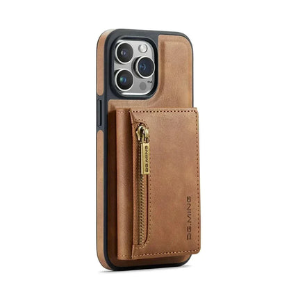 Slim Leather iPhone Wallet Case with Magnetic Car Mount
