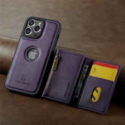 Slim Leather iPhone Wallet Case with Magnetic Car Mount