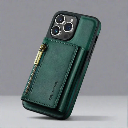 Slim Leather iPhone Wallet Case with Magnetic Car Mount