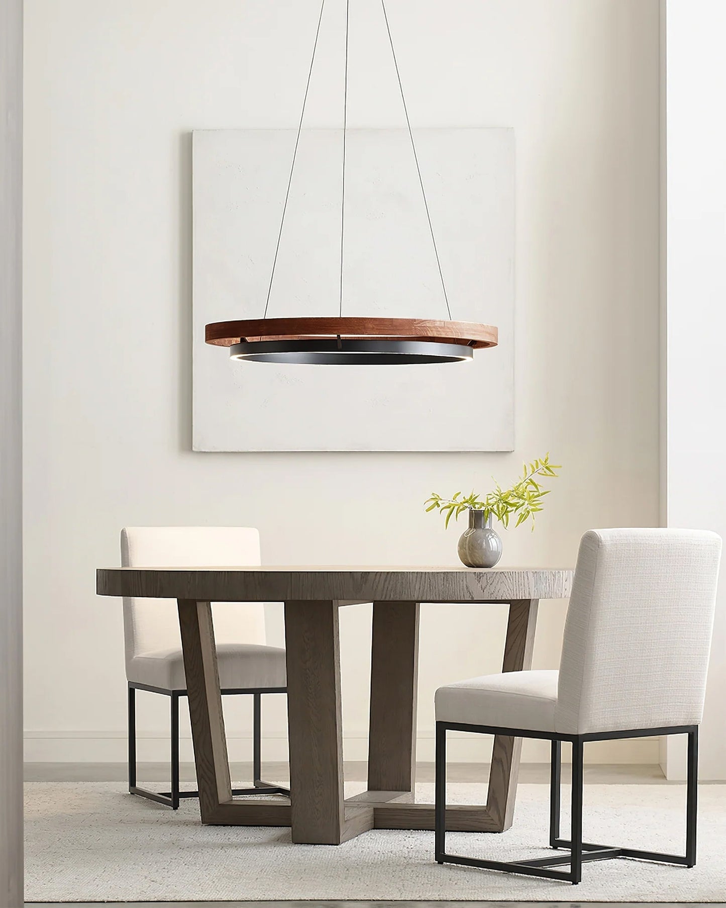 Contemporary Double Ring LED Pendant Adjustable Light Fixture