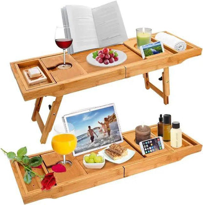 Natural Bamboo Extendable Bath Tray