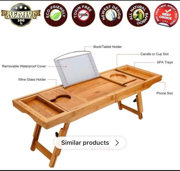 Natural Bamboo Extendable Bath Tray