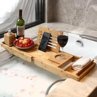 Natural Bamboo Extendable Bath Tray - Fesara