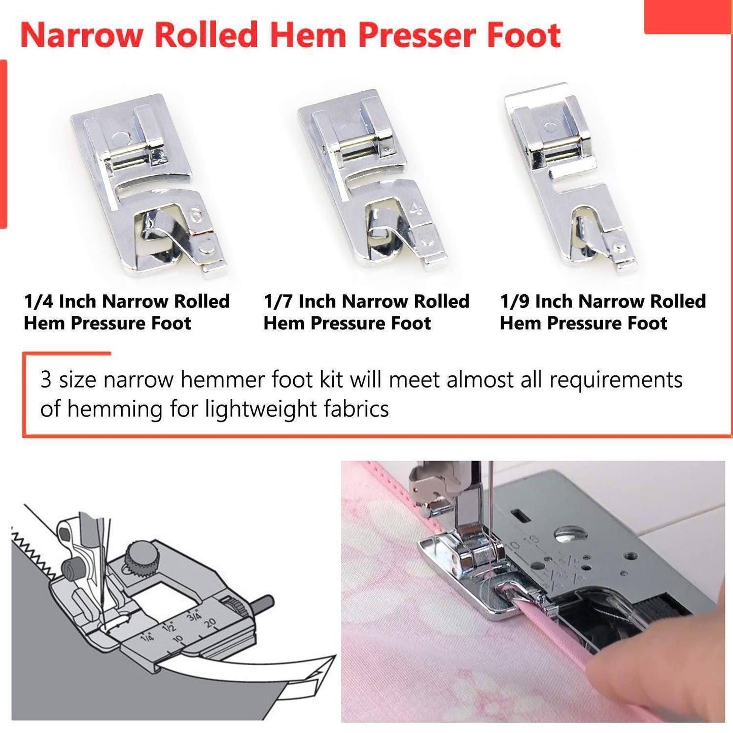 Sewing Machine Rolled Hem Presser Foot