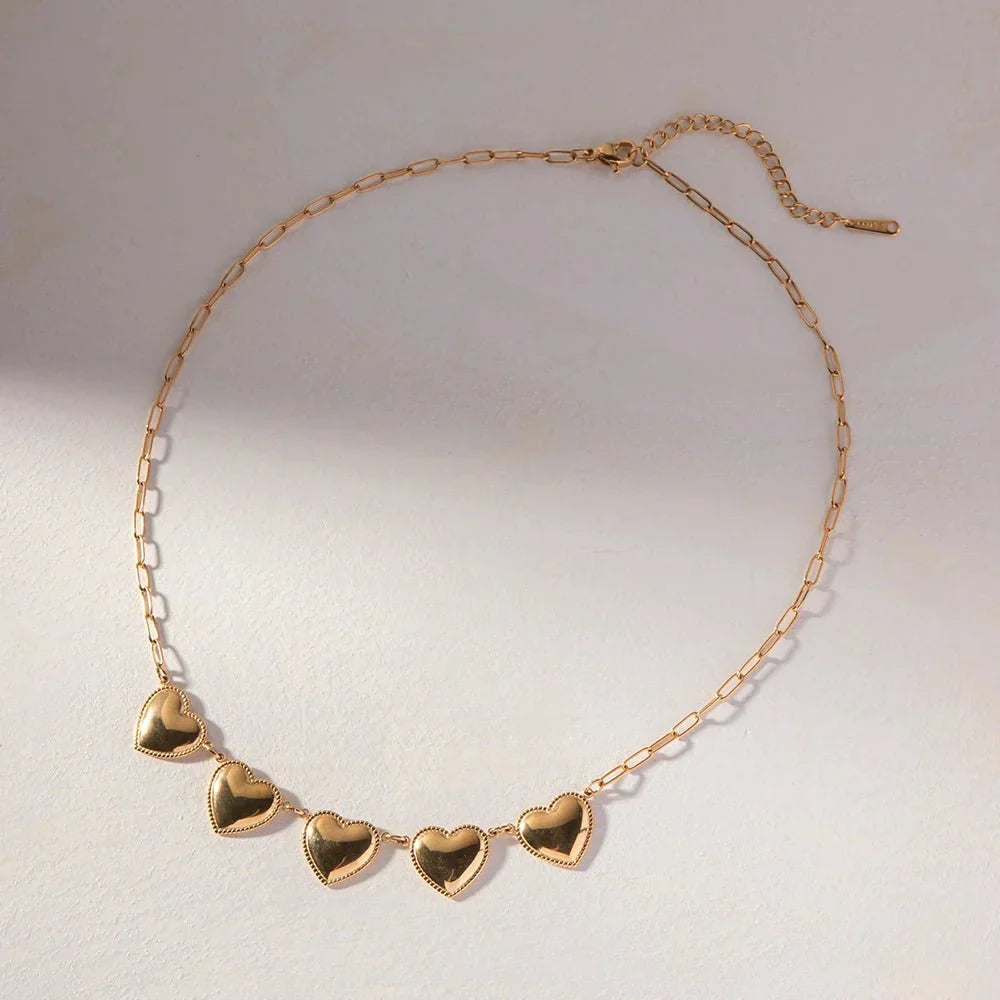 Lovely 5 Heart Pendant Necklace