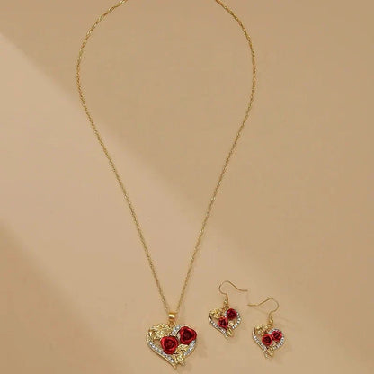 Lovely Heart Shaped Diamond Necklace Set