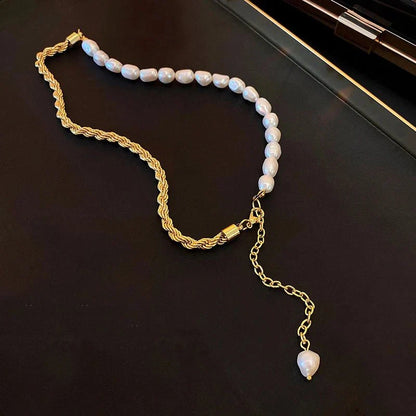 Elegant Pearl Chain Layering Necklace Bracelet