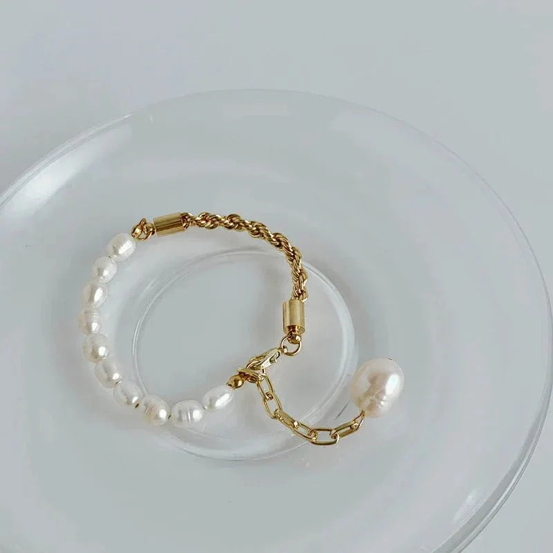 Elegant Pearl Chain Layering Necklace Bracelet