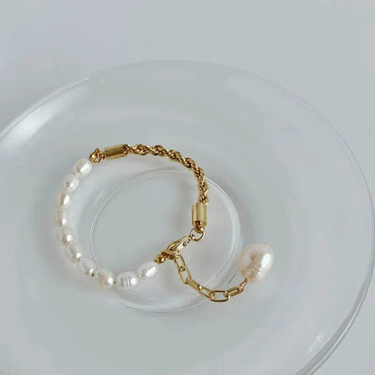Elegant Pearl Chain Layering Necklace Bracelet