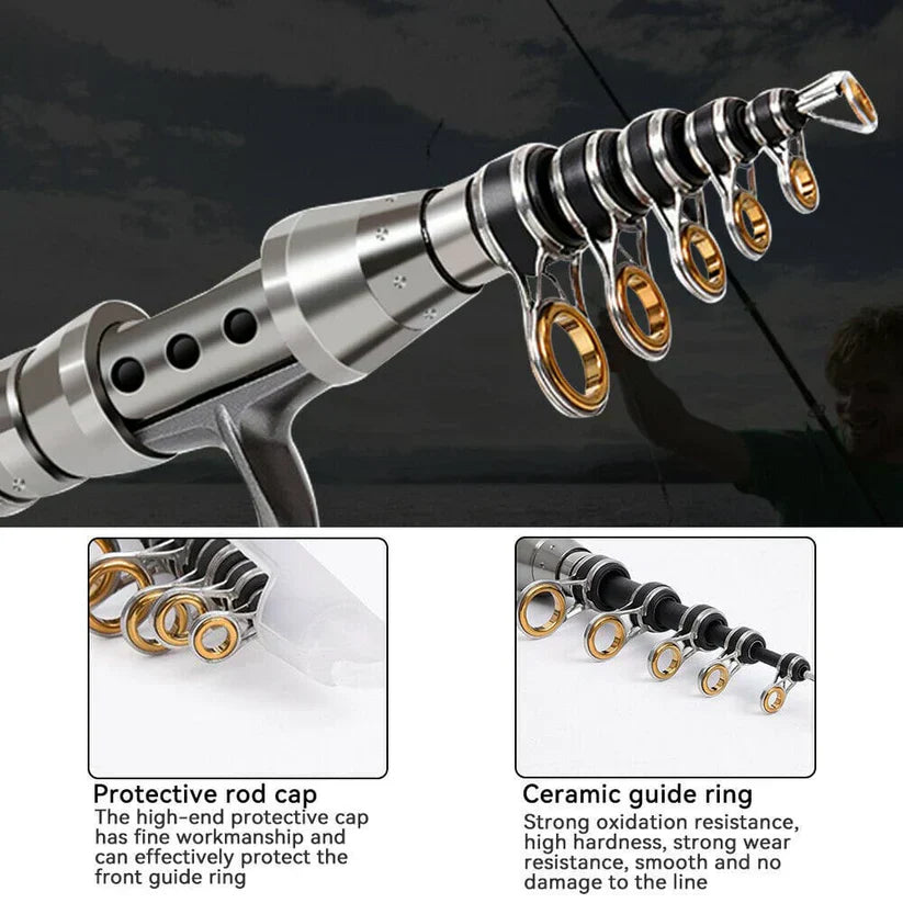 Compact Travel Fishing Rod Reel Combo Set