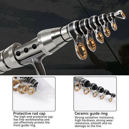 Compact Travel Fishing Rod Reel Combo Set