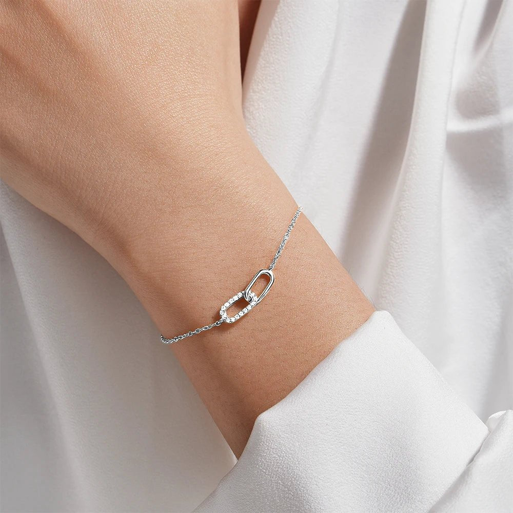 Elegant Sterling Silver Diamond Accent Bangle
