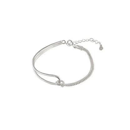 Simple Sterling Silver Twist Bar Bracelet - Fesara