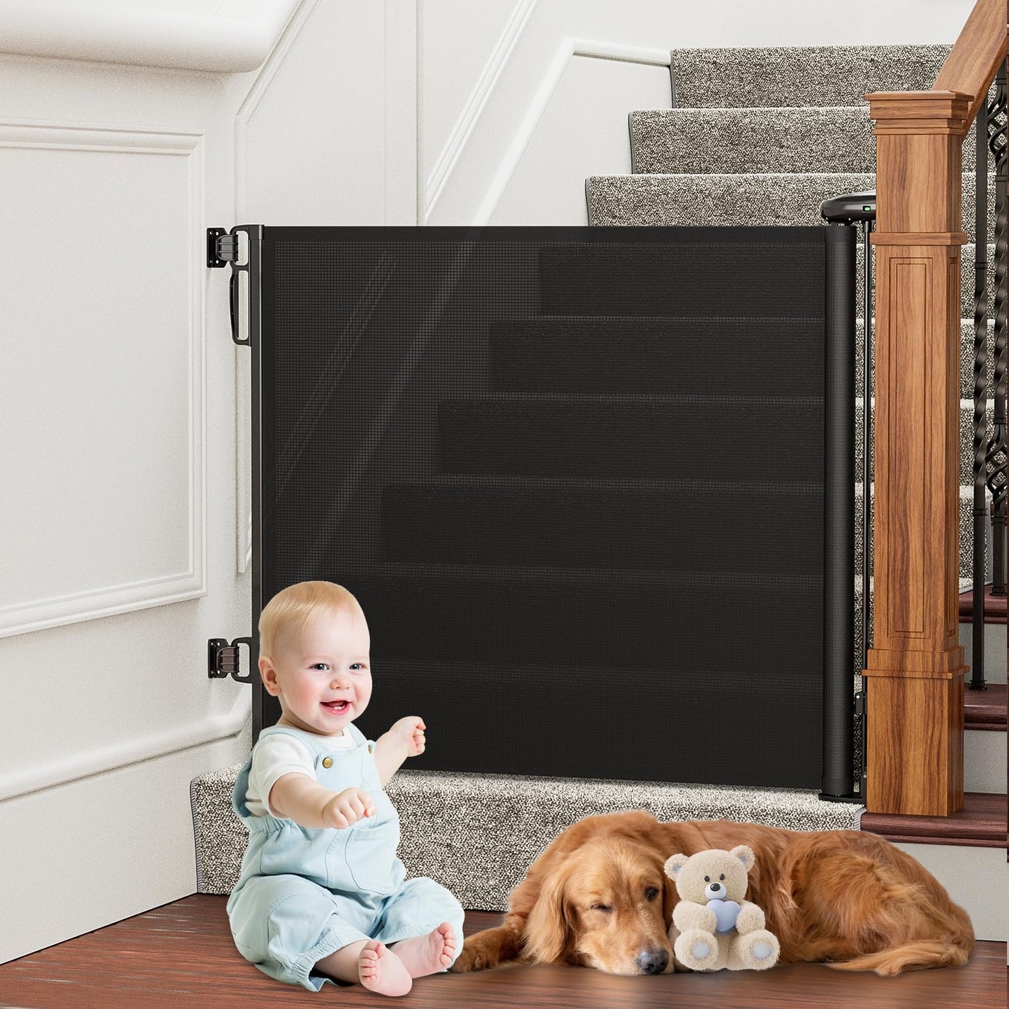 Secure Home Baby Pet Gate with Retractable Design