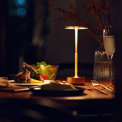 Stylish Gold Metal Desk Lamp with USB Recharge