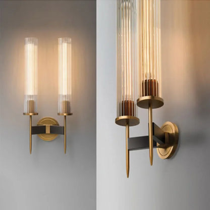 Contemporary Wall Light with Textured Glass and Gold Accent