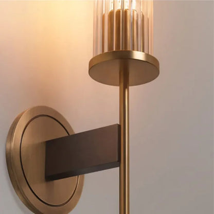 Contemporary Wall Light with Textured Glass and Gold Accent