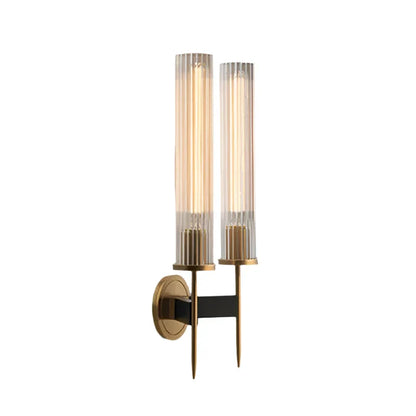 Contemporary Wall Light with Textured Glass and Gold Accent