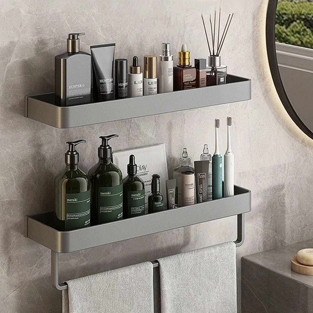 Sleek White Bathroom Shelf