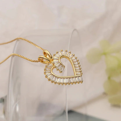 Sparkling Silver Heart Diamond Pendant Necklace