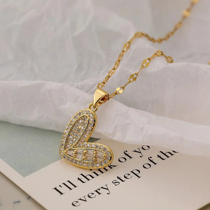 Sparkling Silver Heart Diamond Pendant Necklace