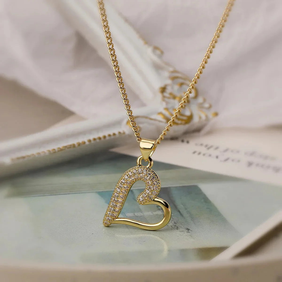 Sparkling Silver Heart Diamond Pendant Necklace