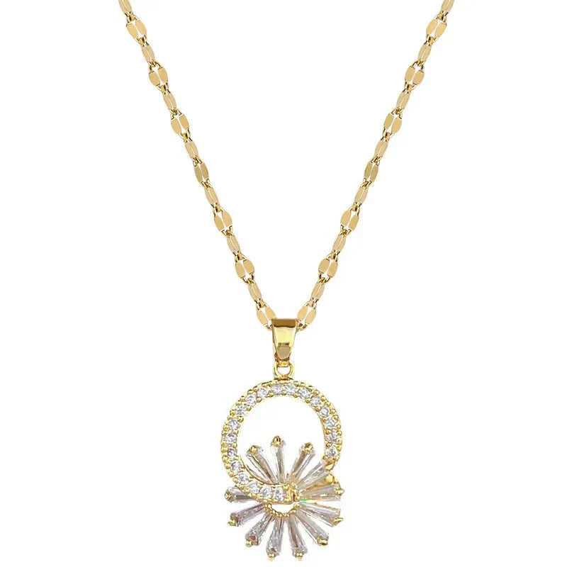 Sparkling Flower Diamond Pendant Set