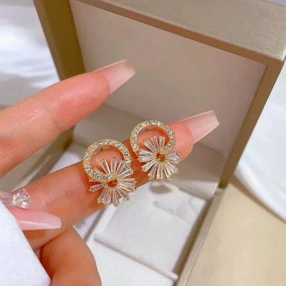 Sparkling Flower Diamond Pendant Set