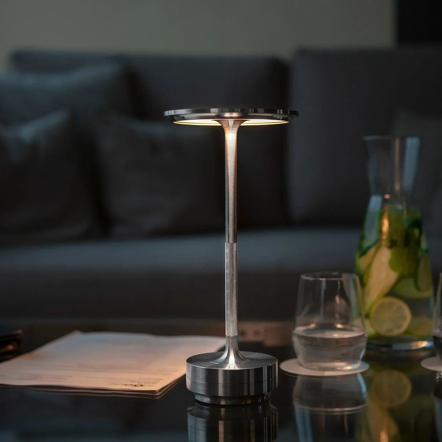 Stylish Gold Metal Desk Lamp with USB Recharge