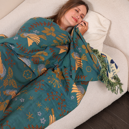 Soft Peach & Grey Throw Blanket Reversible Plush