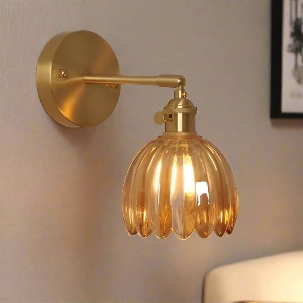 Classic Floral Glass Wall Light Fixture