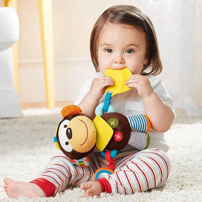 Soft Baby Teething Toy with Rattle and Silicone Chew