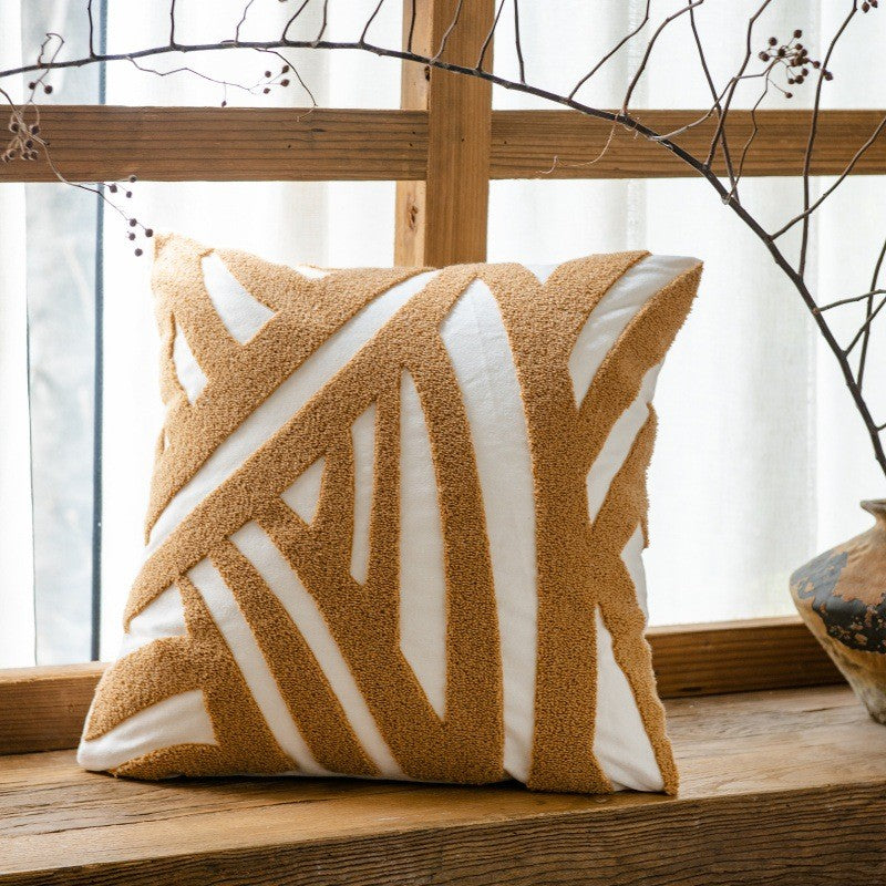 Fesara | Modern Living Room Sofa Cover | Plush Geometric Pattern Pillowcase