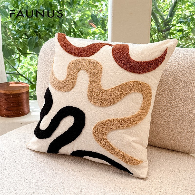 Fesara | Modern Living Room Sofa Cover | Plush Geometric Pattern Pillowcase