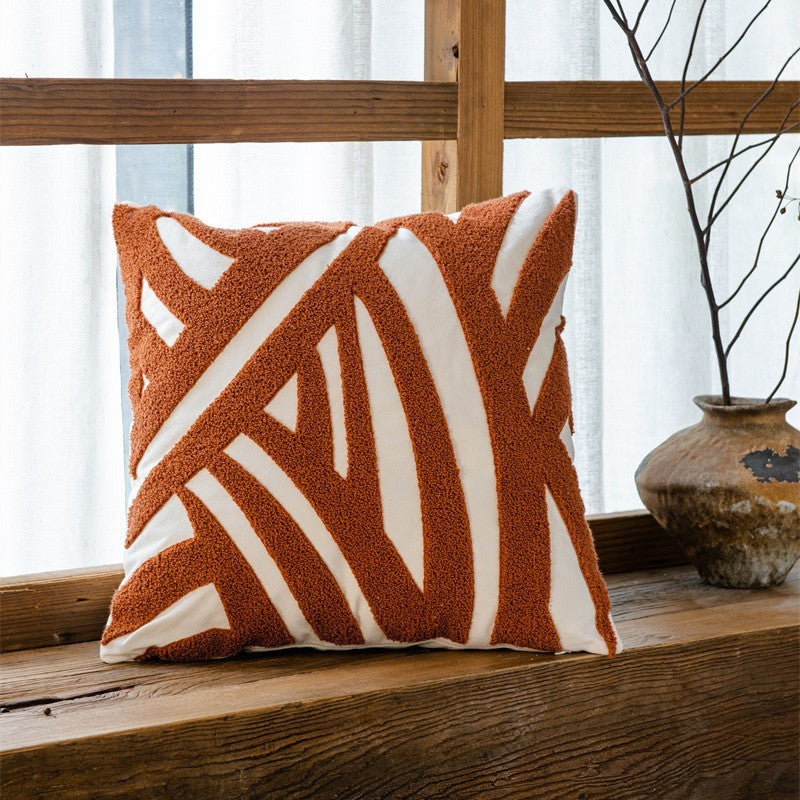Fesara | Modern Living Room Sofa Cover | Plush Geometric Pattern Pillowcase