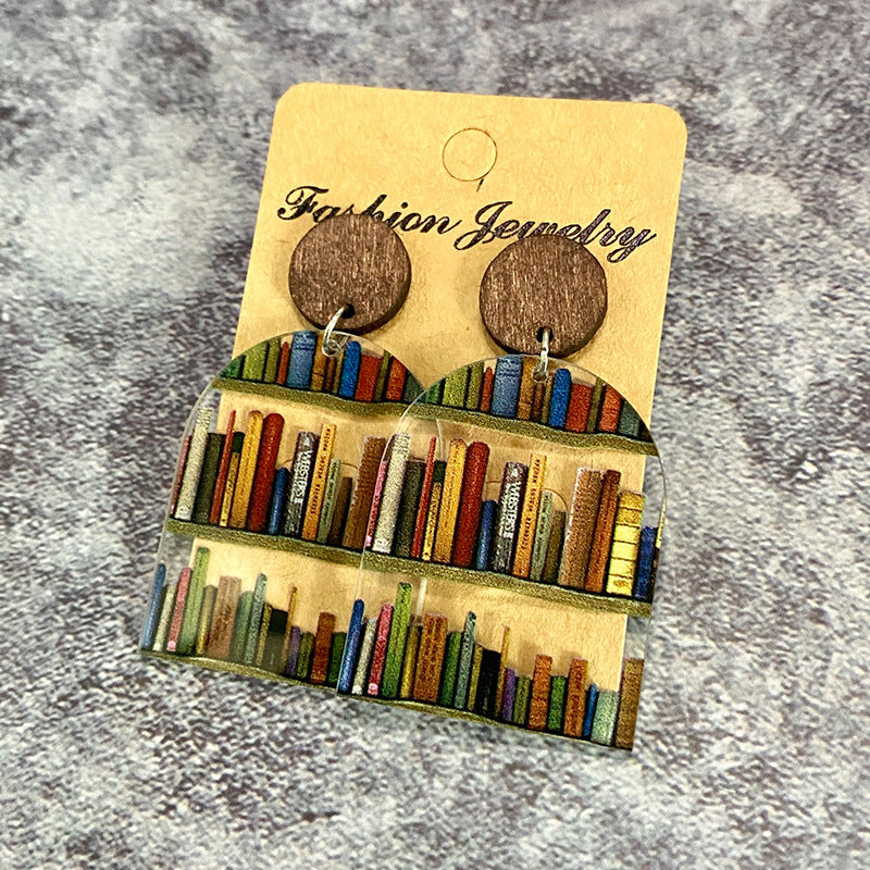 Simple Wooden Book Earrings - Fesara