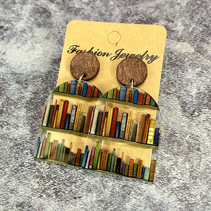 Simple Wooden Book Earrings - Fesara