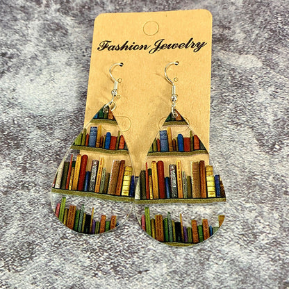 Simple Wooden Book Earrings