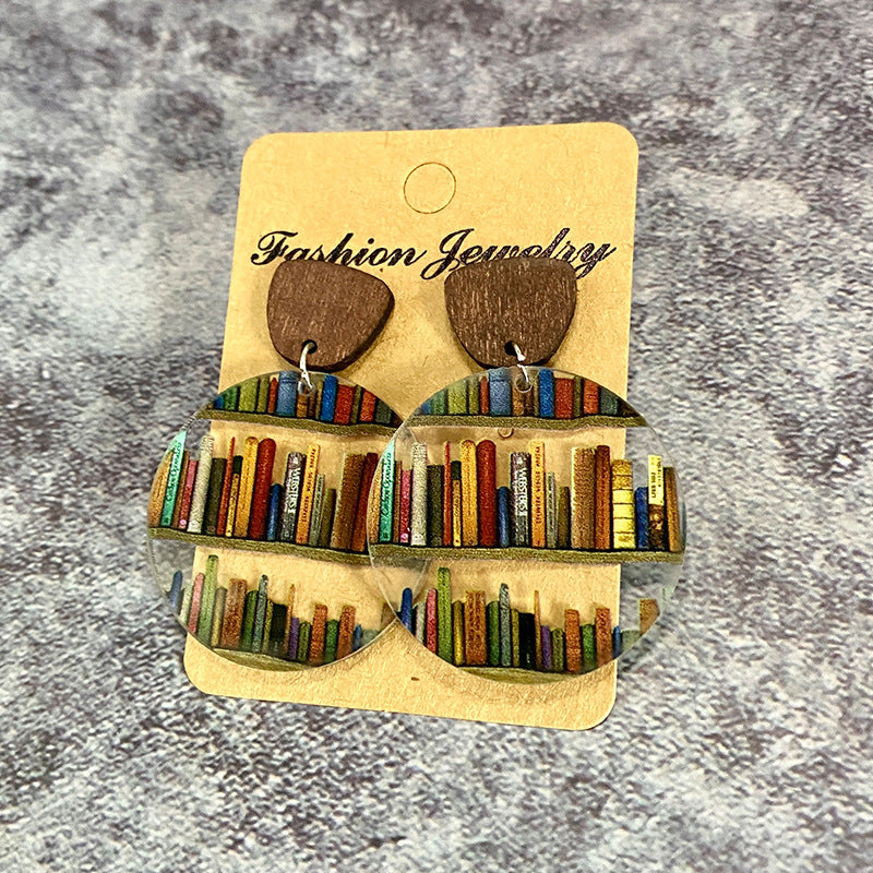Simple Wooden Book Earrings