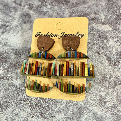 Simple Wooden Book Earrings