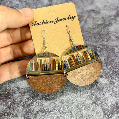 Simple Wooden Book Earrings