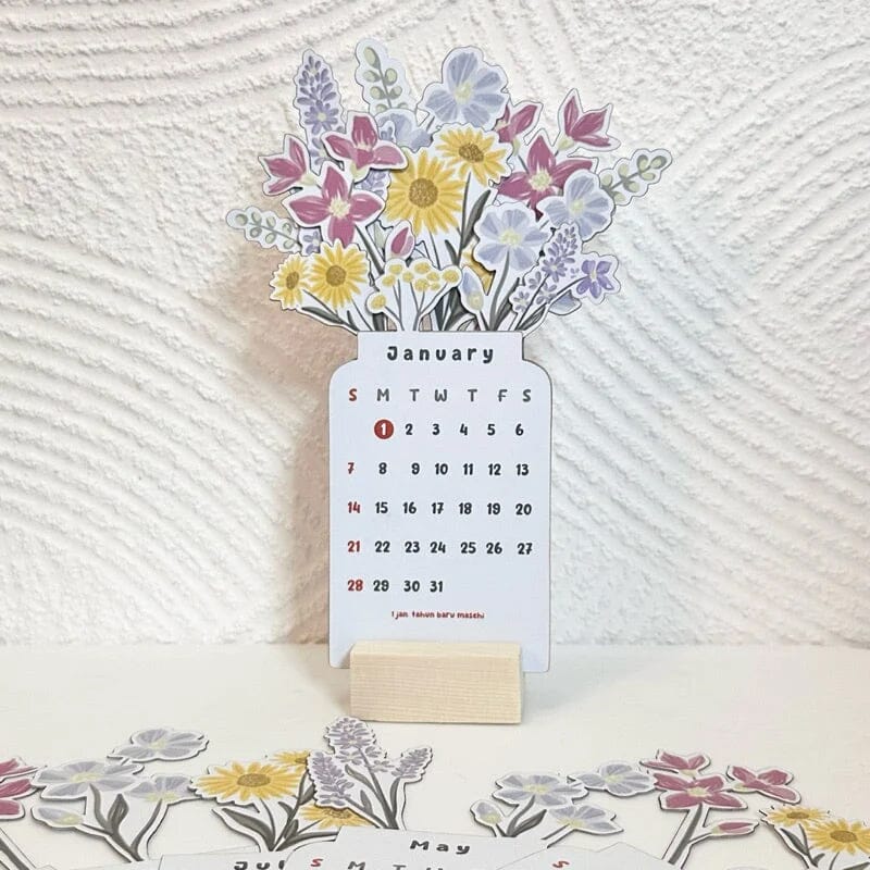 Stylish Wooden Frame 2024 Office Desk Calendar